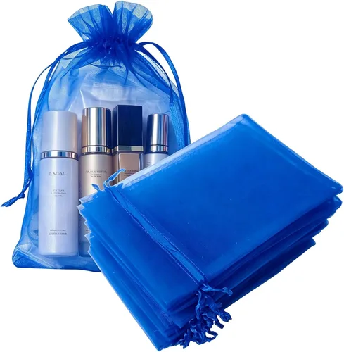 Miniatura 12 de Juego de 50 bolsas de organza de regalo con cordón azul aguamarina de 4 x 6 pulgadas para baby shower, Navidad, boda, recuerdos de fiesta, despedida