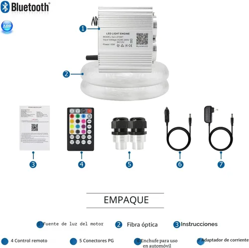 Miniatura 5 de AKEPO Kit de Luz de Fibra Óptica Parpadeante para Uso en Casa y Automóvil con Control por APP, 16W RGBW Cabezal Doble Parpadeante + Modo Música Luz