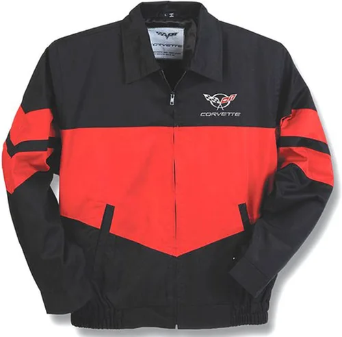 Miniatura 2 de Corvette C5Emblema bombardero chamarra rojo y negro de sarga