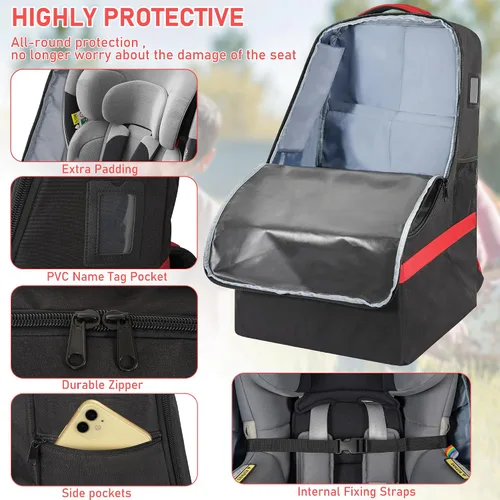 Miniatura 4 de IBVIVIC Bolsa de viaje acolchada para asiento de automóvil para avión, bolsa de asiento de automóvil resistente para puerta de viaje aéreo, bolsa