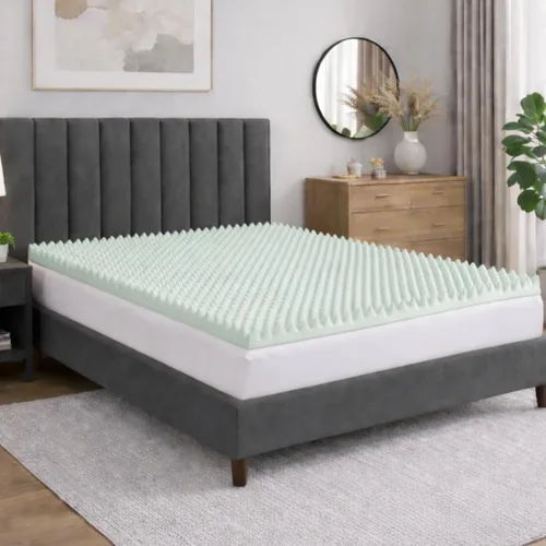 Treaton, 1-Inch Convoluted High Density Foam Mattress Topper, CertiPUR-US Certified for Superior Comfort and Support, Queen, Green
