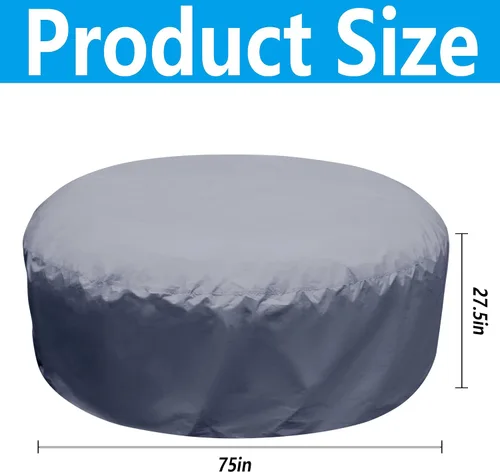 Miniatura 2 de Adnee Protector redondo de tapa completa para bañera de hidromasaje de 75 x 27.5 pulgadas, cobertura completa, reemplazo de fundas de bañera