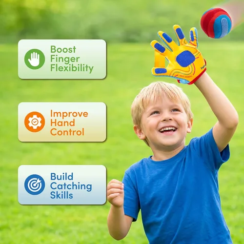 Miniatura 6 de JoyCat Toss and Catch Ball Game with 2 Adjustable Gloves, 2 Soft Sticky Balls & Carry Bag, Toddler Baseball Glove Set, Outdoor Toys for Kids Ages