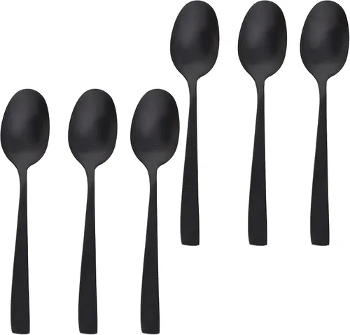 Miniatura 8 de Juego de cubiertos negro mate de acero inoxidable 18/0, utensilios de metal mate, incluye cuchillo de carne, tenedor y cuchara (24 piezas) duradero