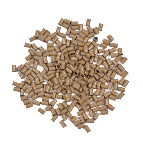500 piezas de microanillos de 0.134 in, cuentas de enlaces de microanillos sin silicona, tubos de cobre para extensiones de cabello (rubio oscuro)