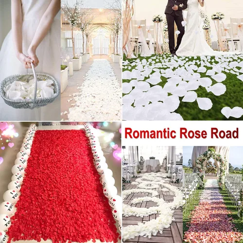 Miniatura 4 de 1000 pétalos de rosa falsos para noche romántica, creación de ambiente festivo romántico, para propuesta de matrimonio, boda, día de San Valentín