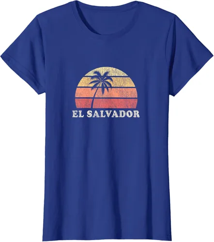 Miniatura 51 de El Salvador Vintage 70s Retro Throwback Design Camiseta, Azul