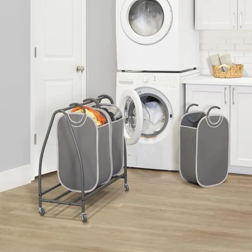 Miniatura 3 de Neatfreak Triple cesta clasificadora de ropa sucia – Carrito de lavandería con ruedas y 3 cestas de ropa sucia extraíbles con tecnología EVERFRESH