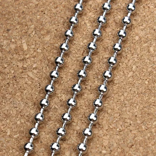 Miniatura 3 de Tiparts - Cadena con cuentas de acero inoxidable de 30 pies, con 20 broches conectores, juegos de cadena de cuentas plateadas