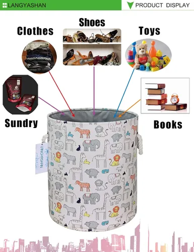Miniatura 5 de Cesta de Ropa de Lona Plegable Organizador Cesta de Almacenamiento para Niños y Niñas Cesto de Ropa Sucia Contenedores de Juguetes Cestas de Regalo