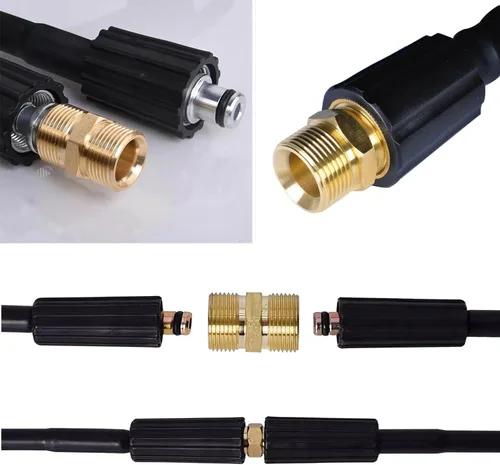 Miniatura 5 de Acoplador de lavadora a presión ZZLZX métrico M22 0.59 pulgadas rosca macho a M22 0.551 in, adaptador de extensión de manguera de lavadora a