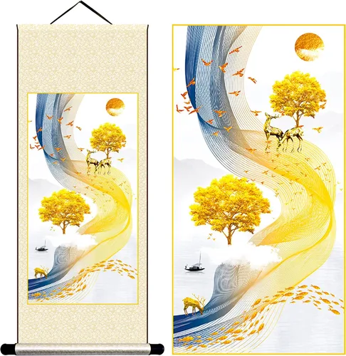 Miniatura 24 de Grace Art Pergamino de pared asiático, Yin acuático y yang