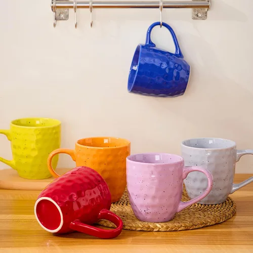 Miniatura 7 de Juego de tazas de café de 6,14 onzas de cerámica grandes con asas, café, ensalada, fideos, etc. tazas para café con leche de cereales