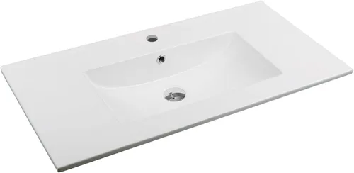 Miniatura 10 de Dowell - Fregadero de baño de 30 pulgadas, lavabo de cerámica de tocador de un solo cuenco, fregadero rectangular con desbordamiento, blanco-000