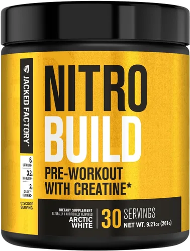Miniatura 11 de Jacked Factory Nitrosurge Build - Preentrenamiento con creatina para construcción muscular, polvo de creatina con cret y elevATP para energía