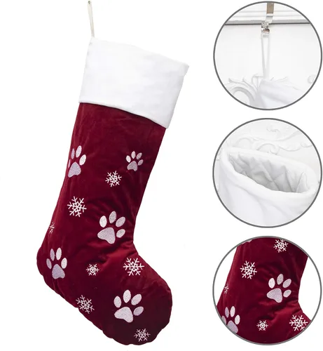 Miniatura 4 de GEX Medias de Navidad para perro, gato o mascota, de 22 pulgadas, forro acolchado grande, bordado, de lujo, encantador, terciopelo, adornos