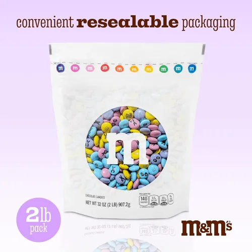 Miniatura 5 de M&M'S WORLD Dulces de Chocolate de Pascua – Paquete resellable de 2 libras de dulces de chocolate con leche a granel, ideal para dulces de Pascua