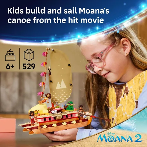 Miniatura 2 de LEGO Disney Canoa de Aventura de Moana Set de Juguete de Construcción - Barco de Juguete de Juego de Simulación para Niños y Niñas, Edades 6+ - Idea