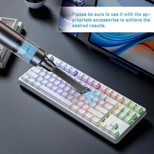 Miniatura 2 de Mini aspiradora portátil inalámbrica de mano, aspiradora pequeña 4 en 1 con 2 modos de succión y 16 kPa para escritorio, computadora, teclado