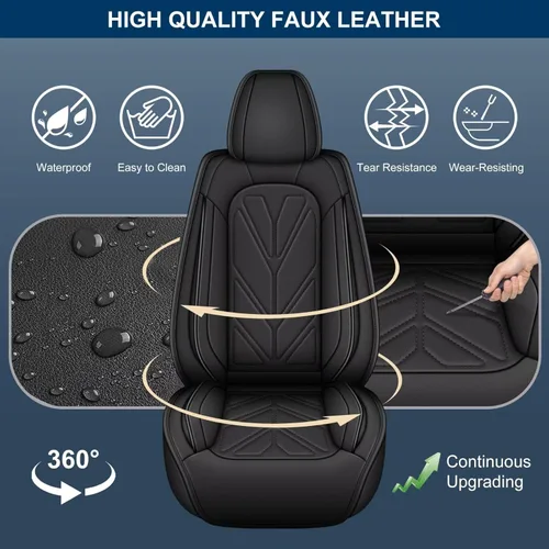 Miniatura 4 de DISUTOGO Fundas de Asiento Delantero para Coche Compatibles con Dodge Charger 2006-2025: Fundas de Asiento de Coche de Cuero, Fundas de Cojín