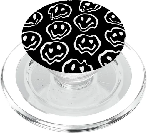 Miniatura 8 de Melting Happy Face Drippy Negro Blanco Estético Cara triste PopSockets PopGrip estándar