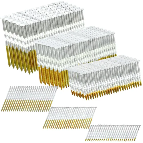 Miniatura 10 de Therwen 75 unidades de clavos de marco de 21 grados, con vástago de anillo, para uso en todos los maderas tratados a presión, cabeza D plana