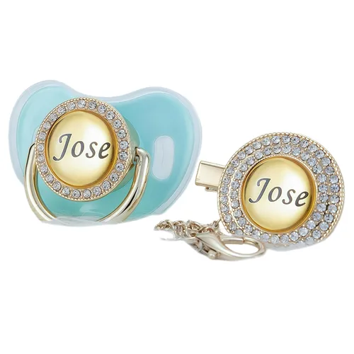 Miniatura 21 de Juego de Chupete y Clip con Nombre Personalizado Brillante - Binky Personalizado para Baby Shower, Recuerdo de Recién Nacido para Fotos Dorado