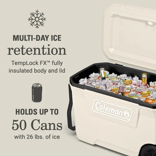 Miniatura 2 de Coleman Classic Series - Enfriador portátil aislado y resistente a las fugas, para exteriores, mantiene el hielo hasta 5 días, 62 cuartos de galón