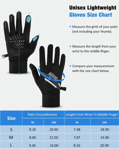 Miniatura 7 de Aegend Guantes de correr ligeros, guantes cálidos, guantes para mujer, guantes de pantalla táctil, guantes de ciclismo, deportes, guantes
