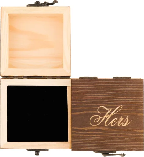 Miniatura 5 de Ella Celebration Caja de madera para anillos de ceremonia de boda, caja rústica vintage para portador de anillos, cajas únicas para anillos de Para