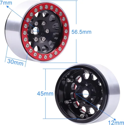 Miniatura 3 de HobbyPark Ruedas Beadlock de aluminio 1.9 para rastreador RC a escala 1/10, compatible con Traxxas TRX4 Axial SCX10 Redcat Gen 8 RC4WD, 4 piezas