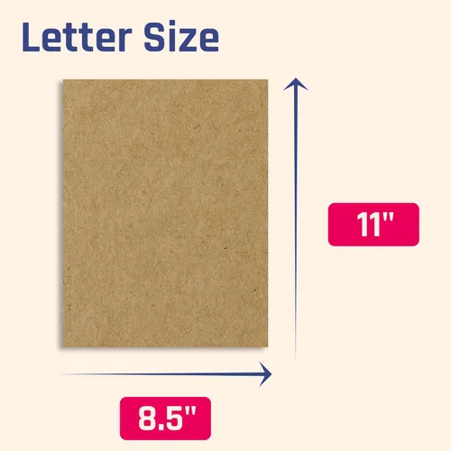 Miniatura 2 de 100 hojas, cartulina kraft marrón, 300 GSM (cubierta de 110 libras) 8.5 x 11 pulgadas