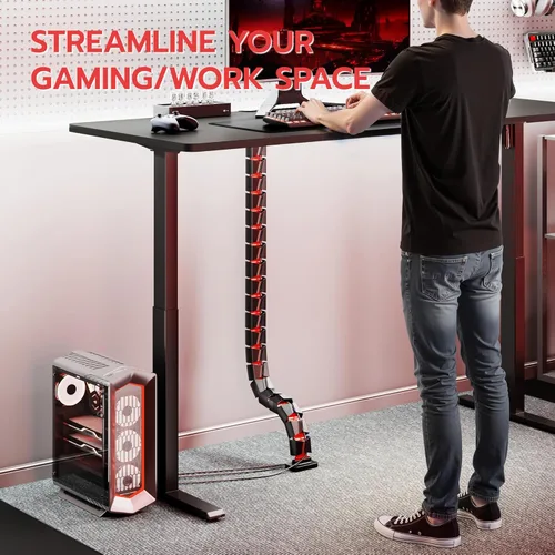 Miniatura 6 de ARES WING Columna de gestión de cables debajo del escritorio, organizador de cables de vértebras con abrazadera para escritorio de pie, organizador