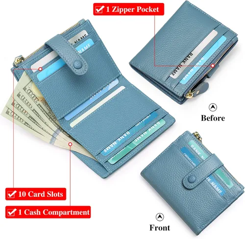 Miniatura 2 de FALAN MULE Billetera para AirTag para mujer con funda integrada para AirTag, AQH-Azul Gris, Casual