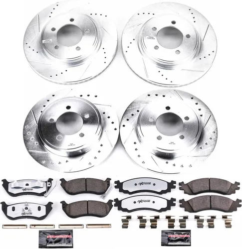 Miniatura 2 de PowerStop Kit de freno delantero y trasero para Ford Explorer 2006-10 Explorer Sport Trac 2007-10 - Pastillas de freno de cerámica de fibra