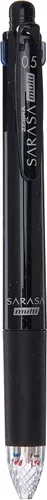 Zebra Sarasa 4+S - Bolígrafo multifunción con tinta negra, roja, azul, verde, 0.020 in, lápiz mecánico de 0.020 in, cuerpo negro, J4SA11-BK