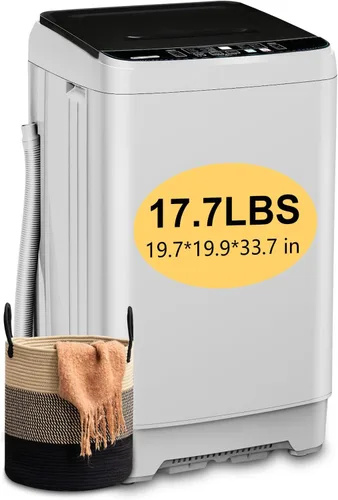 Miniatura 13 de Lavadora automática completa de 17.7 libras con pantalla LED, lavadora compacta con vertedero de drenaje, 10 programas de lavado y 8 niveles