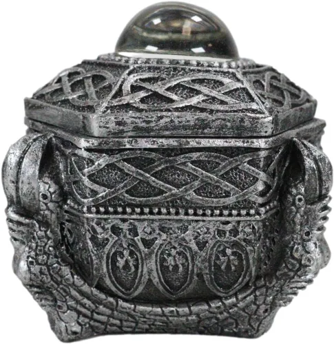 Ebros Gift Garra gótica de dragón druida celta con bola de cristal mirando orbe decorativo mini joyero de fantasía mítica Calabozos y dragones