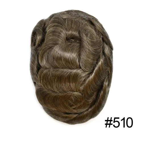 Miniatura 2 de Toupee - Sistema de reemplazo de cabello para hombre, encaje frontal suizo, nudo blanqueado, pieza de cabello humano natural