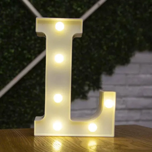 Miniatura 26 de anso Letras LED del alfabeto con números iluminados, letras de plástico blanco, decoración de pie de la A a la Z 0 ~ 9 (rosa corazón)