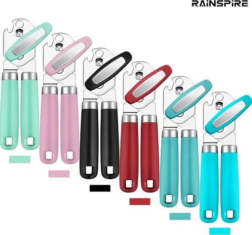 Miniatura 7 de Rainspire Abrelatas manual mejorado con abridor de botellas corte de borde liso, abrelatas resistente, mango suave cómodo, abrebotellas integrado