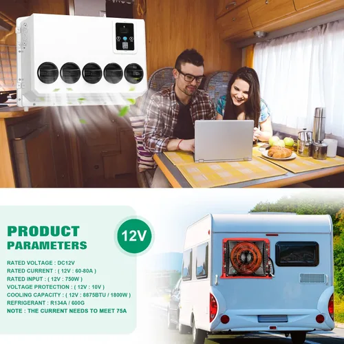 Miniatura 4 de Aire acondicionado eléctrico 12V para RVs, camiones, vehículos de construcción, excavadoras, cosechadoras, maquinaria agrícola (12V)