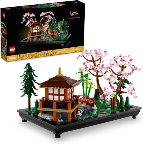 LEGO Icons Tranquil Garden Building Set – Kit detallado de jardín zen japonés para adultos, mayores de 18 años – Regalo para cumpleaños – Juego de