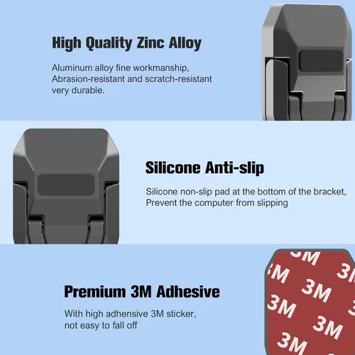 Miniatura 5 de Soporte de teclado de computadora de aleación de zinc para escritorio, elevador de teclado plegable con 2 ángulos ajustables, soporte invisible