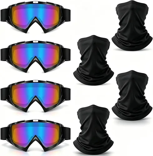 Miniatura 9 de Tallew 4 piezas de gafas para motocicleta, moto de cross y ATV para hombres y mujeres, ajustables, resistentes al viento y 4 piezas de cubierta