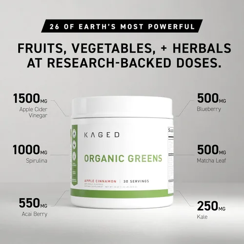 Miniatura 2 de Kaged Polvo de verduras orgánicas Manzana y canela Outlive 100 superalimentos y verduras en polvo Vinagre de sidra de manzana, superverdes