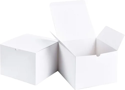 Miniatura 11 de SHIPKEY 10 cajas de regalo blancas con tapas, cajas de regalo cuadradas duraderas de 5 x 5 x 5 pulgadas, caja de regalo para bodas, Navidad