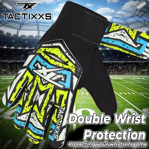 Miniatura 10 de Guantes de portero de fútbol para niños y jóvenes, guantes de portero de fútbol Funky antideslizantes con palma de látex de 0.16 in con agarres Azul