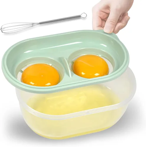 Miniatura 7 de Separador de clara de huevo con batidor de huevos, separador de huevos para huevo crudo, caja de almacenamiento de filtro de clara de huevo, Azul