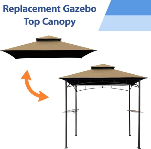 Miniatura 3 de EasyLee Cubierta de toldo para kiosco de parrilla de 8 x 5 pies, parte superior de repuesto impermeable con gancho en T, color marrón